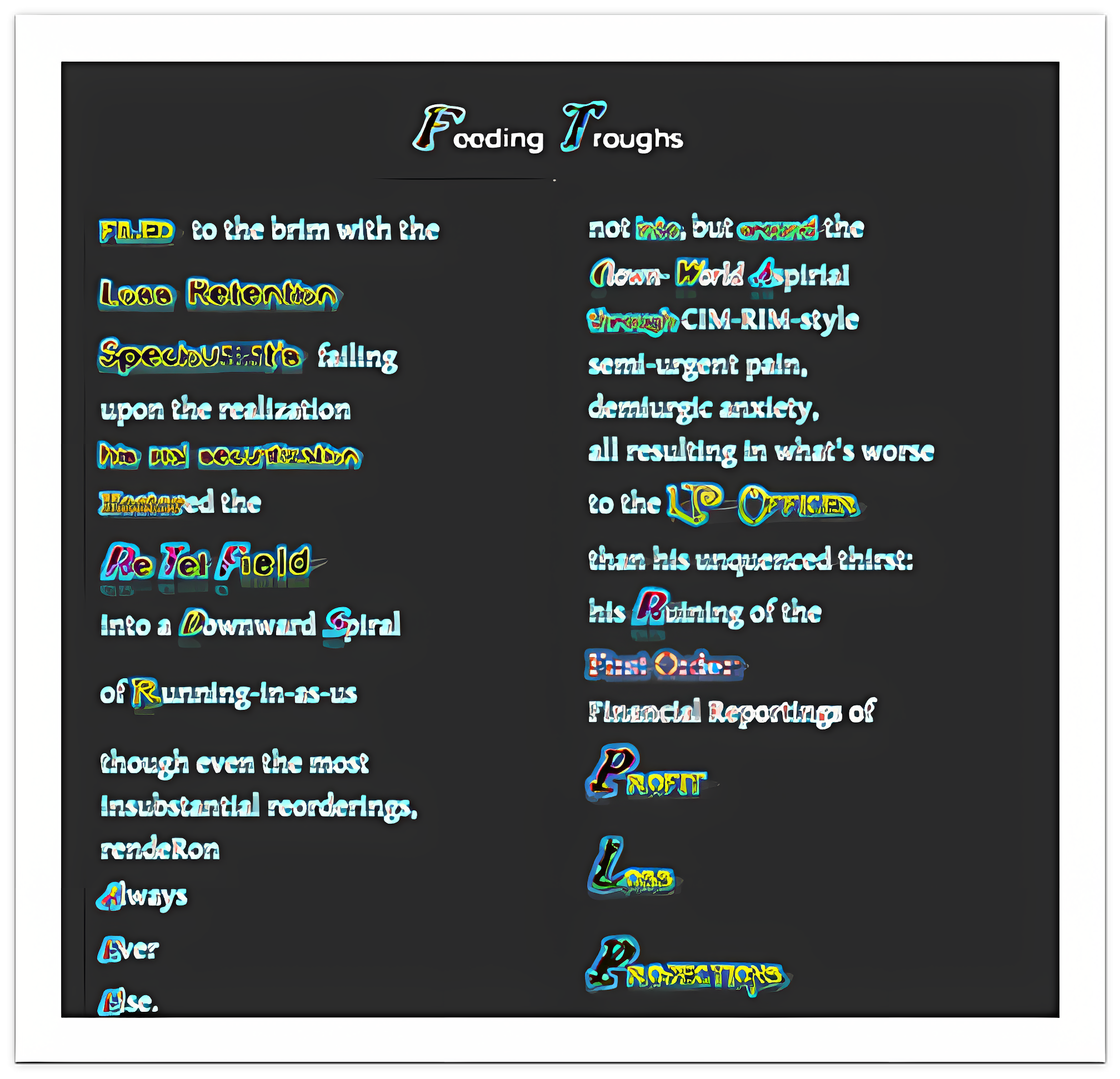 Feeding Troughs poem arranged as visual typography